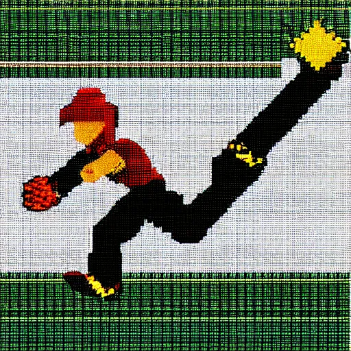 Image similar to 8-bit pixel art of Tony Hawk performing a kick flip on his skateboard
