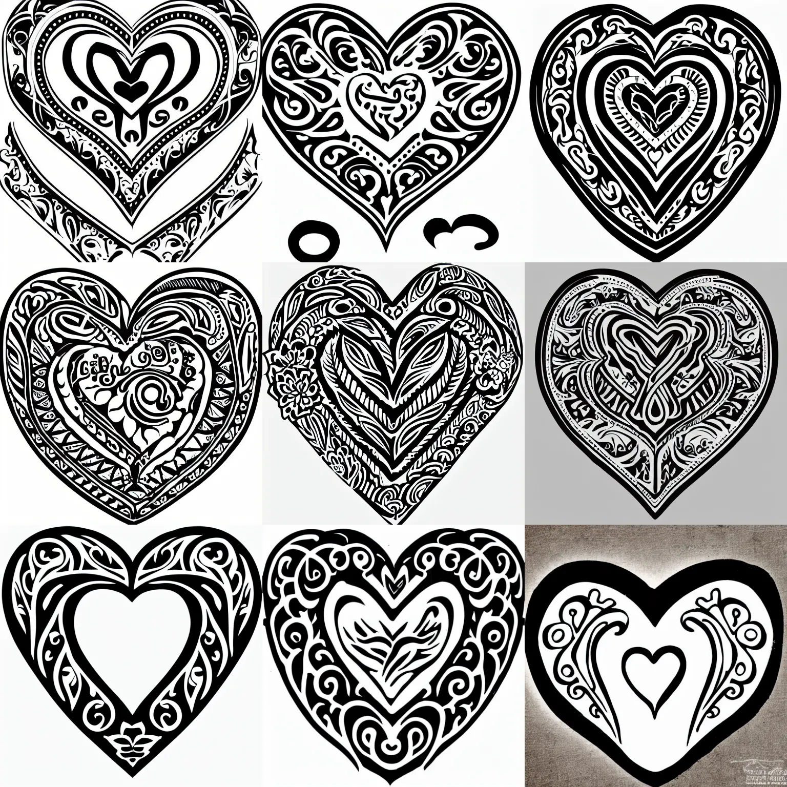 Prompt: old school traditional heart tattoo flash, svg, clipart, vector graphic