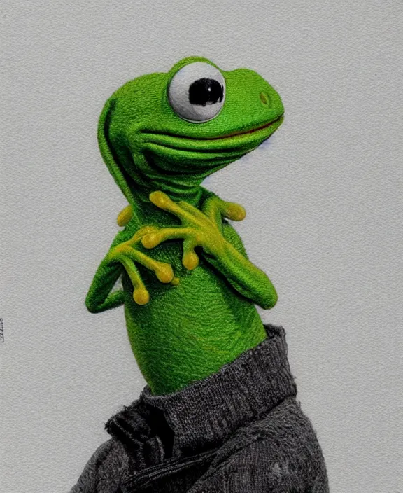 Prompt: portrait of Kermit the frog from Hereditary (2018), intricate, highly detailed, centered, artstation, concept art, smooth, sharp focus, illustration, bokeh art by artgerm and donato giancola and Joseph Christian Leyendecker