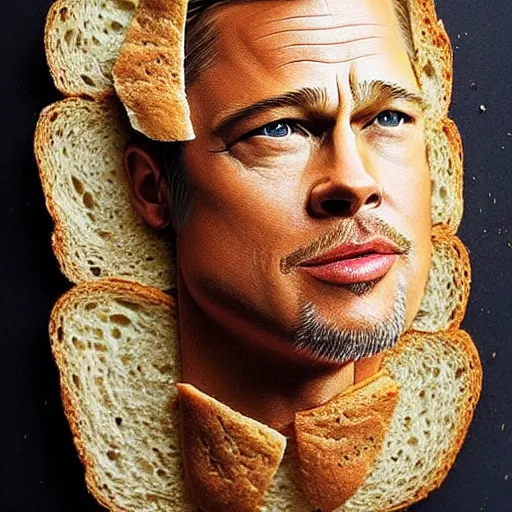 Prompt: brad pitt made out of bread