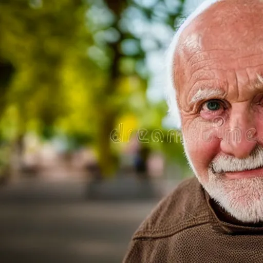 Prompt: portrait of hide the pain harold, accurate and detailed, round face, awkward but friendly, stock photo, Nikon 50mm f/1.8G