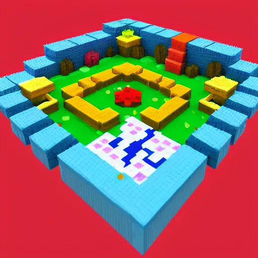 Image similar to cute voxel art of a koi pond