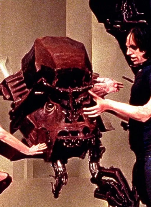 Image similar to science fiction practical fx of an android minotaur crushing by dario argento and david cronenberg 1 9 7 0