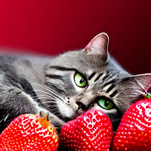 Image similar to a cat with the skin of a strawberry, photo