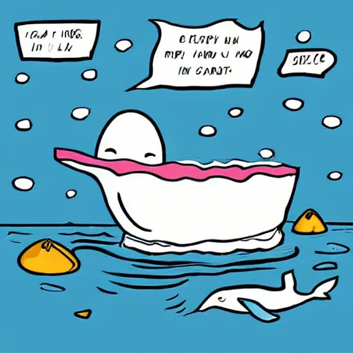 Image similar to whale in a bathtub, cartoon,