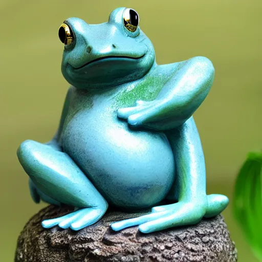 Image similar to feng shui frog statue, fantasy, ultra detailed,