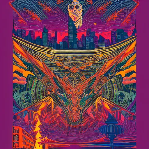 Image similar to vector artwork by Dan Mumford, detailed intricate colourful