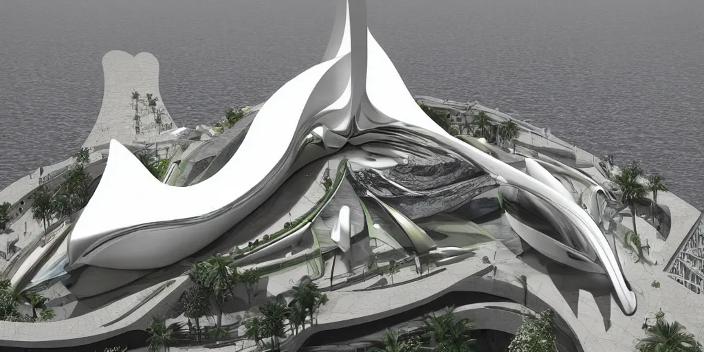 Image similar to mosque floating spaceship by zaha hadid, golds fantasy world