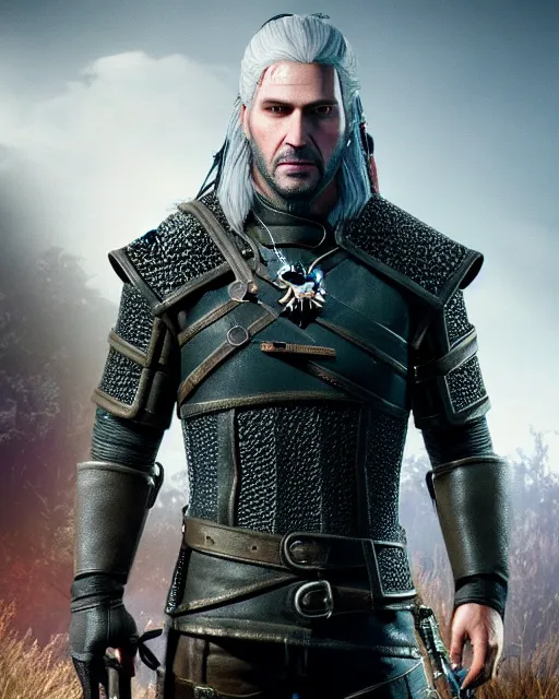 Image similar to Keanu Reevez in the role of Witcher III Gerald of Rivia, amazing short, 8K, IMAX, ultra detailed