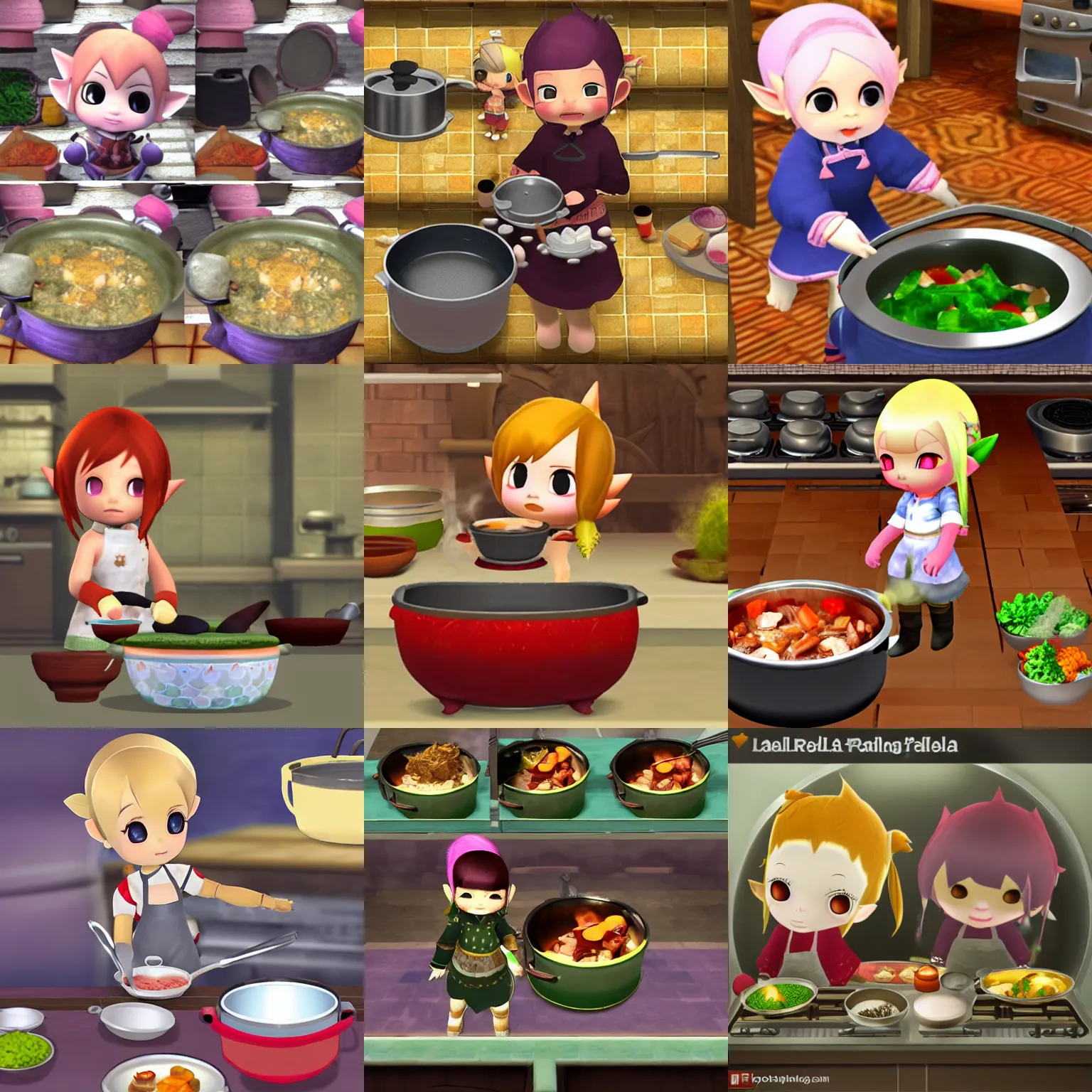 Prompt: lalafell cooking in a pot