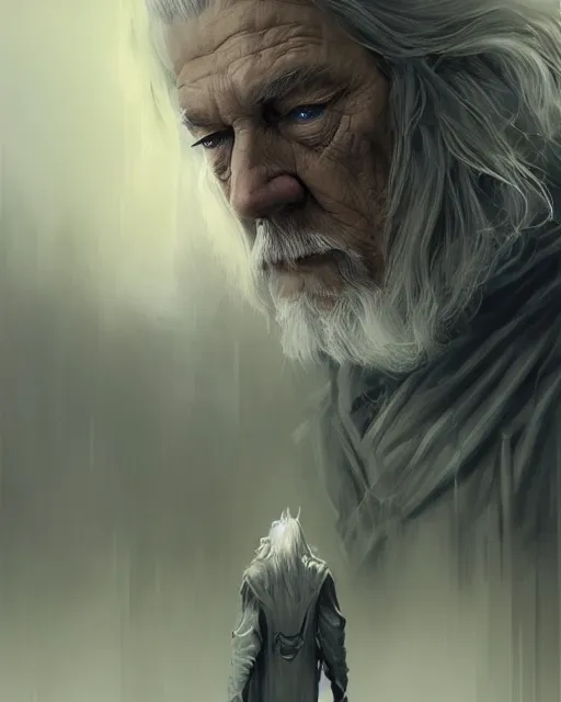 Prompt: gandalf with cybernetic enhancements, android, detailed face, scifi character portrait by greg rutkowski, esuthio, craig mullins, 1 / 4 headshot, cinematic lighting, dystopian scifi gear, gloomy, profile picture, mechanical, half robot, implants, steampunk