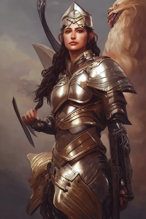 Image similar to amazon valkyrie athena, d & d, fantasy, portrait, highly detailed, headshot, digital painting, trending on artstation, concept art, sharp focus, illustration, art by artgerm and greg rutkowski and magali villeneuve