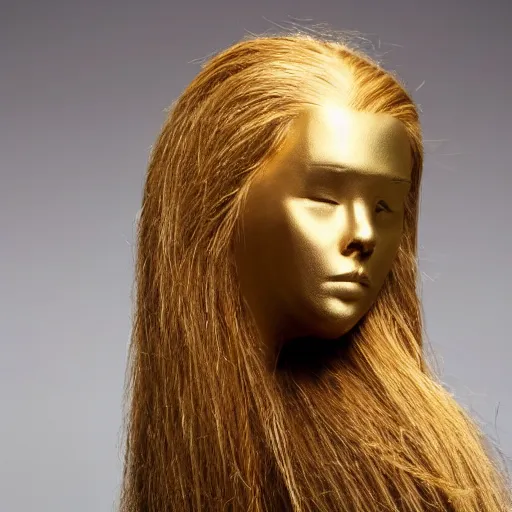 Image similar to a woman with hair made by gold