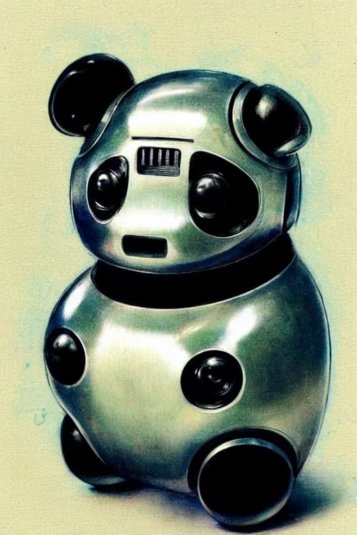 Image similar to ( ( ( ( ( 1 9 5 0 s retro future robot android aluminum panda. muted colors. ) ) ) ) ) by jean - baptiste monge!!!!!!!!!!!!!!!!!!!!!!!!!!!!!!