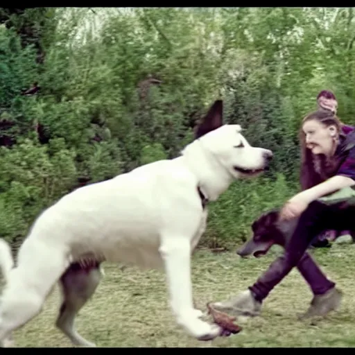 Prompt: dogs in grimes kill vs maim video still