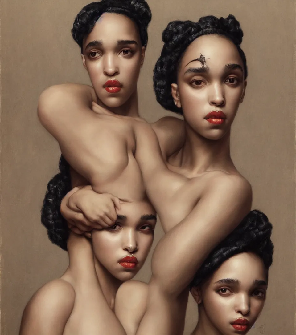 Image similar to portrait of fka twigs in the style of roberto ferri