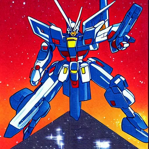 Image similar to gundam by mamoru nagano, fivestarstory style,