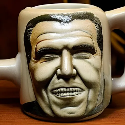 Prompt: richard nixon tiki mug