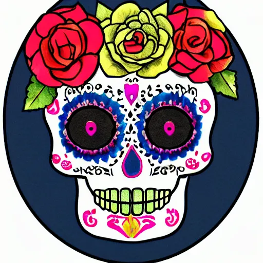 Image similar to greek goddess athena as a mexican sugar skull