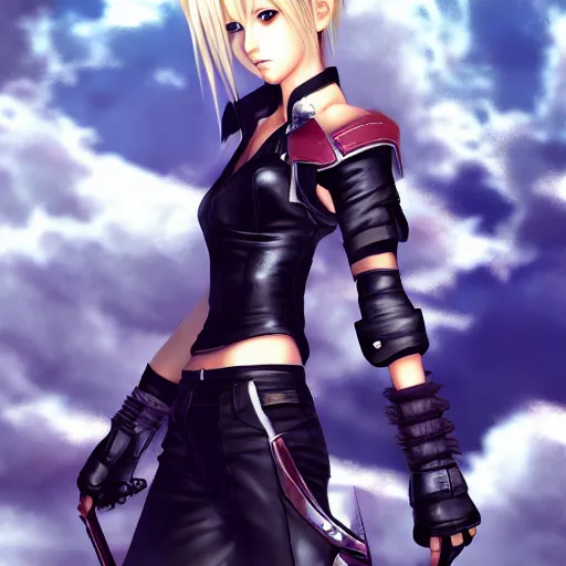 Image similar to portrait of cloud strife cosplaying as tifa lockhart, anime fantasy illustration by tomoyuki yamasaki, kyoto studio, madhouse, ufotable, trending on artstation