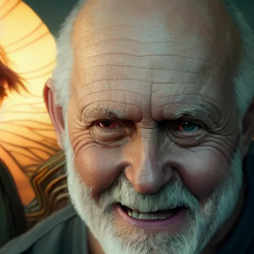 Image similar to hide the pain harold ; cinematic screenshot ; crisp sharp focus ; ultra realistic, concept art, intricate details, satire, highly detailed, photorealistic, octane render, 8 k, unreal engine. art by artgerm and greg rutkowski and charlie bowater and magali villeneuve and alphonse mucha