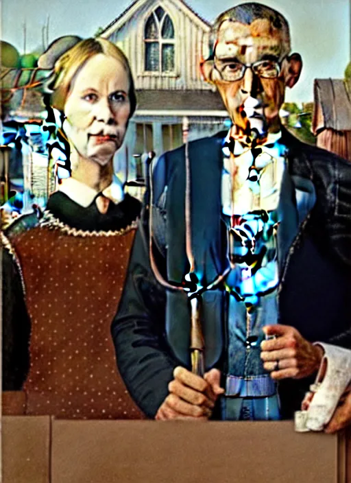 Image similar to obama in american gothic by grant wood