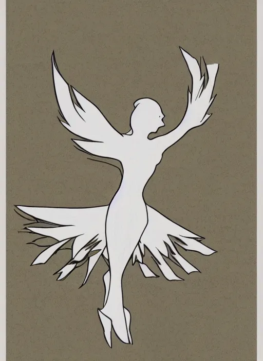 Image similar to white phoenix on salt mountain simple background simplified design geometric graphic modern sharp design Jean-Auguste-Dominique Henri de Toulouse-Lautrec style