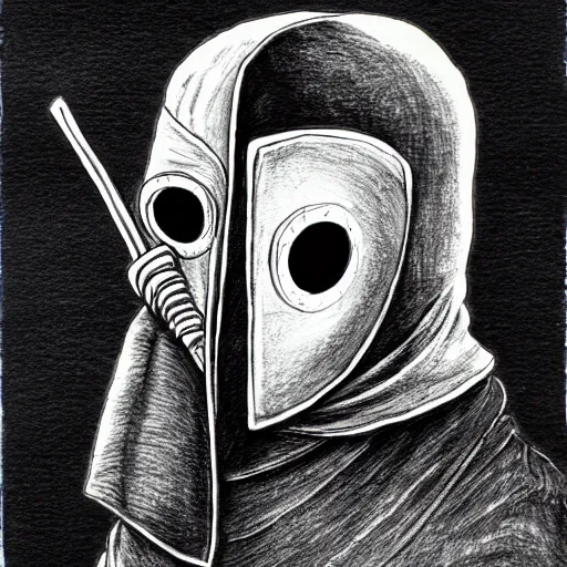 Prompt: a plague doctor,art by Nixeu on deviantart