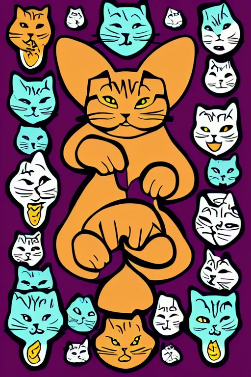 Image similar to Portrait of a cat as a wrestler, sticker, colorful, illustration, highly detailed, simple, smooth and clean vector curves, no jagged lines, vector art, smooth