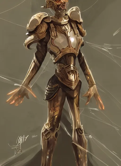 Image similar to of a full body, center frame hyper realistic digital arthero pose of a timepunk war cleric in a futuristic pearl armor, antenna tech helmet, dark gloomy environment. trending on artstation, art by lois van baarle by sung choi by john kirby artgerm style pascal blanche