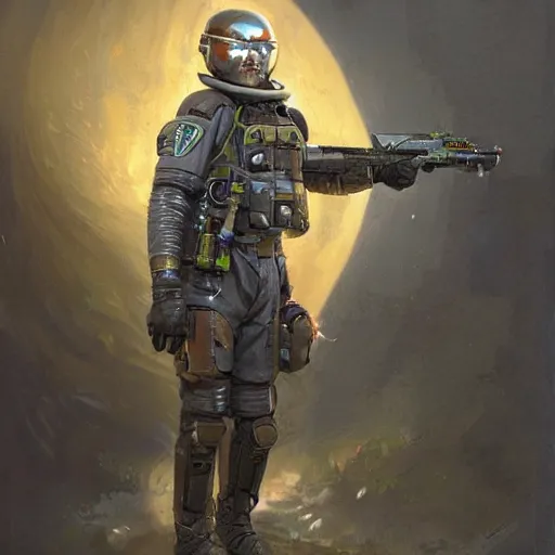 Prompt: intergalactic combat paramedic on a battlefield as a Sci-Fi character, portrait art by Donato Giancola and James Gurney, digital art, trending on artstation