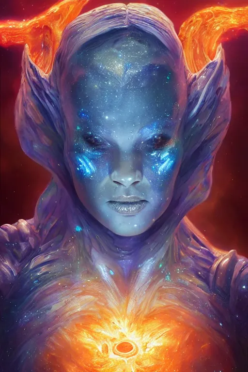 Image similar to beautiful oil painting with high detail of a wise Space ent(Crying Artfully) made of stars and plasma, hybrid from dungeons and dragons and art direction by James Cameron ;by artgerm; wayne reynolds art station; cinematic quality character render; low angle; ultra high quality model; production quality cinema model