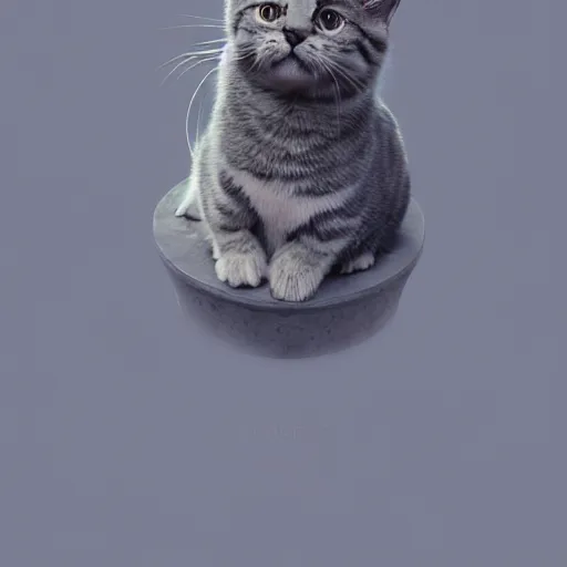 Image similar to an illustration of a grey tabby cat wearing a saddle, by beeple, trending on artstation