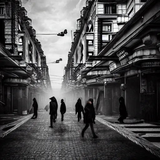 Image similar to Street photo in a crowded city on another planet, Neo Norilsk, Neo Kyiv, sci-fi, fantasy, intricate, very very beautiful, elegant, highly detailed, high contrast, shadows, smooth, photorealistic, cinematic, Unreal Engine 5, sharp focus, trending on Behance