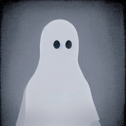 Image similar to a scary looking but very friendly transparent ghost in Chicago in the style of a ghibli movie