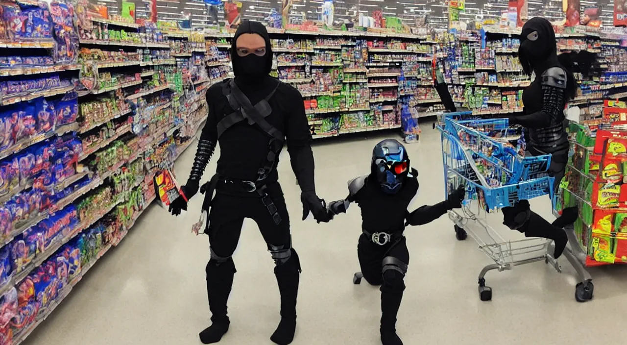 Image similar to cyborg ninja in walmart