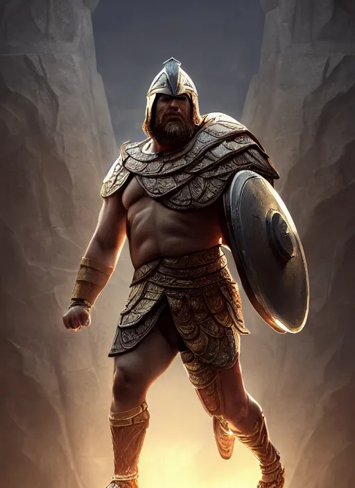 Image similar to full body hyper realistic illustration of Ibai Llanos as a spartan hoplite hero, big guy and big belly, perfect facial symmetry + dim volumetric lighting, 8k octane beautifully detailed render, post-processing, extremely hyperdetailed, intricate, epic composition, grim yet sparkling atmosphere, cinematic lighting + masterpiece, trending on artstation