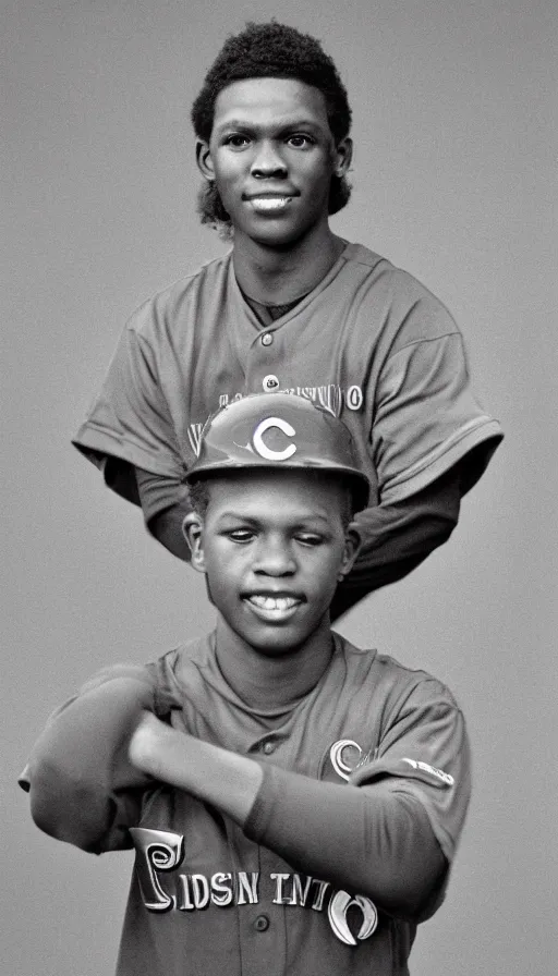 Image similar to photorealistic high definition portrait photograph of vada pinson wearing cincinnati reds uniform,