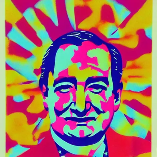 Prompt: ted cruz lsd blotter art, blotter paper art - w 1 0 2 4