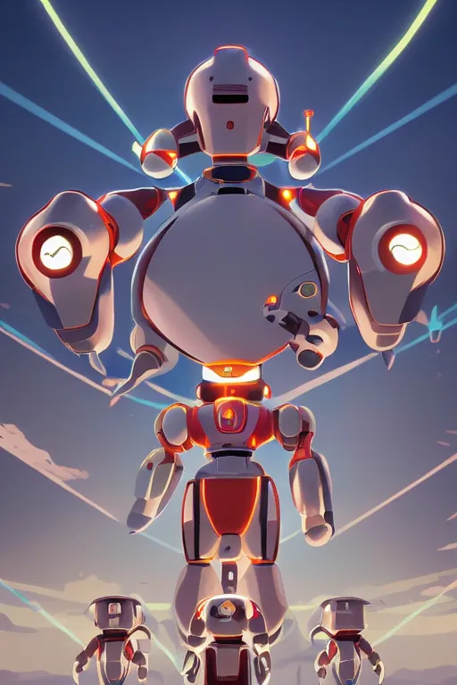 Image similar to metabots medabots medarotto medarot robot minimalist comics, behance hd by jesper ejsing, by rhads, makoto shinkai and lois van baarle, ilya kuvshinov, rossdraws global illumination ray tracing hdr radiating a glowing aura