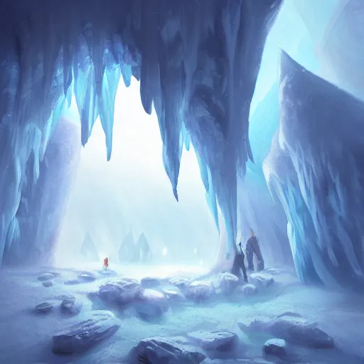 Image similar to ice cave, digital paintting, artstation, high quality