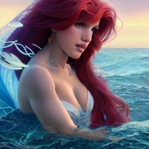 Prompt: ultra realistic illustration, bella thorne as the little mermaid anime, intricate, elegant, highly detailed, digital painting, artstation, concept art, smooth, sharp focus, illustration, art by artgerm and greg rutkowski and alphonse mucha and wlop