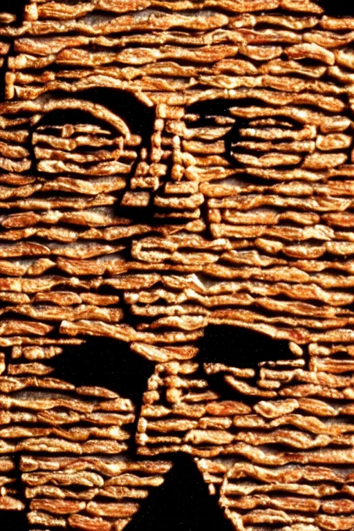 Image similar to film still of steve buscemi made out of bread in the matrix, 4 k