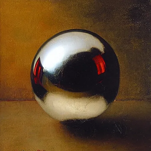 Prompt: chrome spheres on a red cube by govert flinck