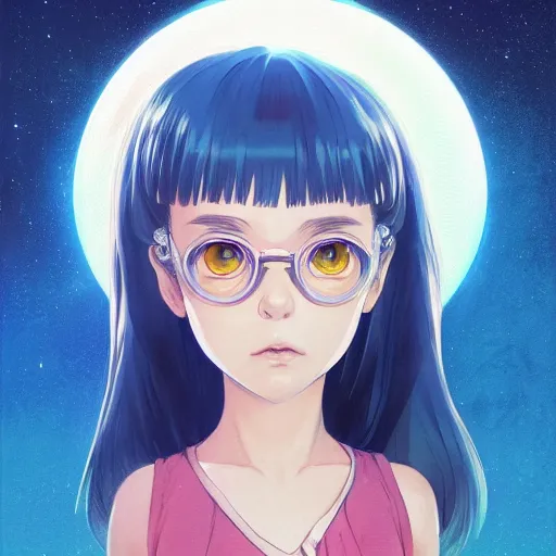 Image similar to A moon girl with big and cute eyes, || VERY ANIME, fine-face, realistic shaded perfect face, fine details. Anime. realistic shaded lighting poster by Ilya Kuvshinov katsuhiro otomo ghost-in-the-shell, magali villeneuve, artgerm, Jeremy Lipkin and Michael Garmash, Rob Rey and Kentarõ Miura style, trending on art station