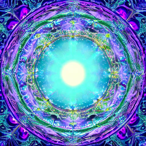 Image similar to ornate powerful portals to infinite alternate dimensions, different reality, beyond human comprehension, psychedelic fractals light sparkly multicolor clouds stars mist portals infinity void beyond