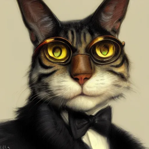 Image similar to close portrait of a fancy cat ( animal ) with a top hat and monocle, vaporwave, highly detailed, digital painting, artstation, concept art, smooth, sharp focus, illustration, art by artgerm and greg rutkowski and alphonse mucha