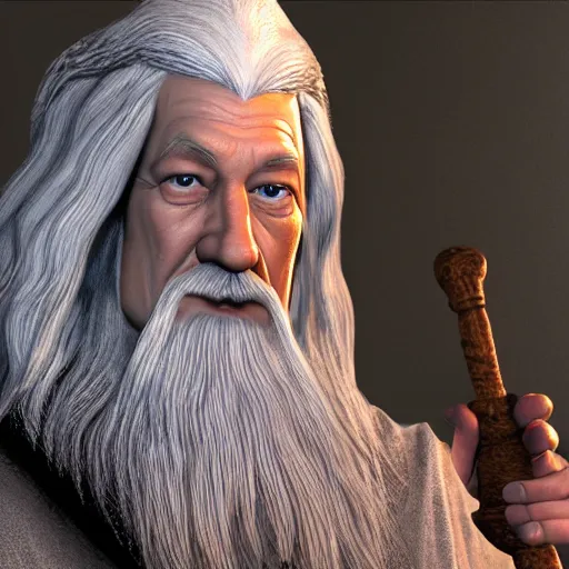 Prompt: a 3 d render of gandalf with playstation 1 graphics