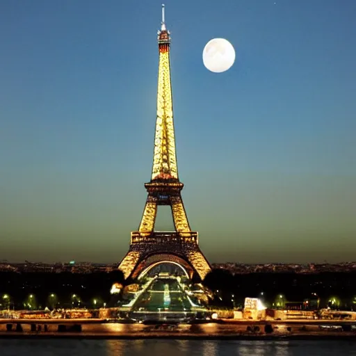 Prompt: Eiffel tower photography, cheese, moon, (((waterpaint))) ((((((((Night)))))))) day time