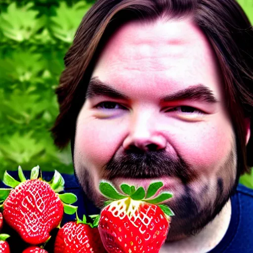 Image similar to matt berry as a strawberry, head of a strawberry, high definition